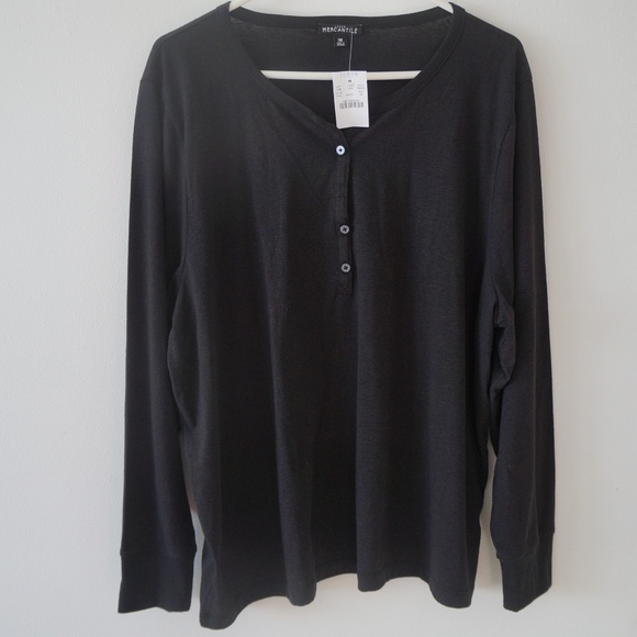 J. Crew Tops J Crew Mercantile Black Henley Women 3x Poshmark